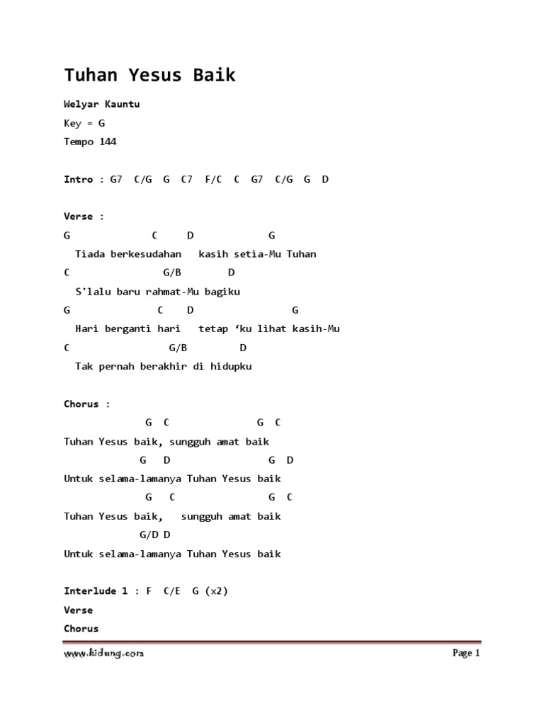 Lirik Lagu Weylar Kauntu Tuhan Yesus Baik