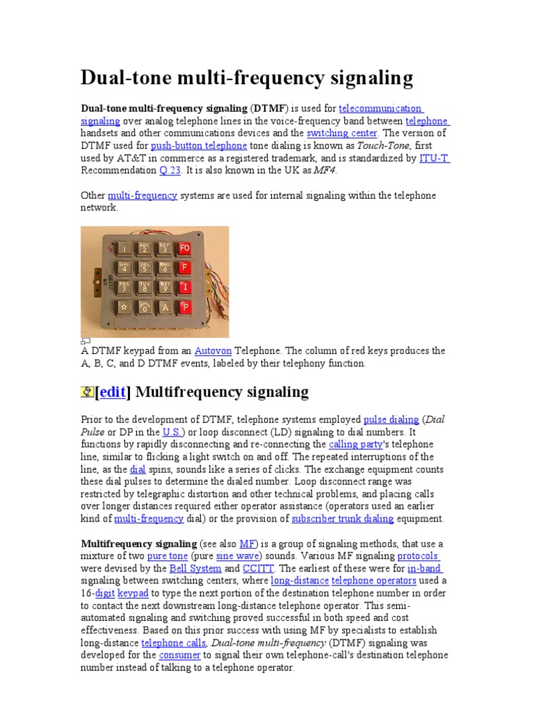 DTMF | PDF | Telephony | Information And Communications Technology