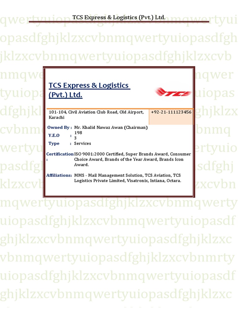 TCS Express & Logistics (PVT.) LTD PDF Cargo Warehouse