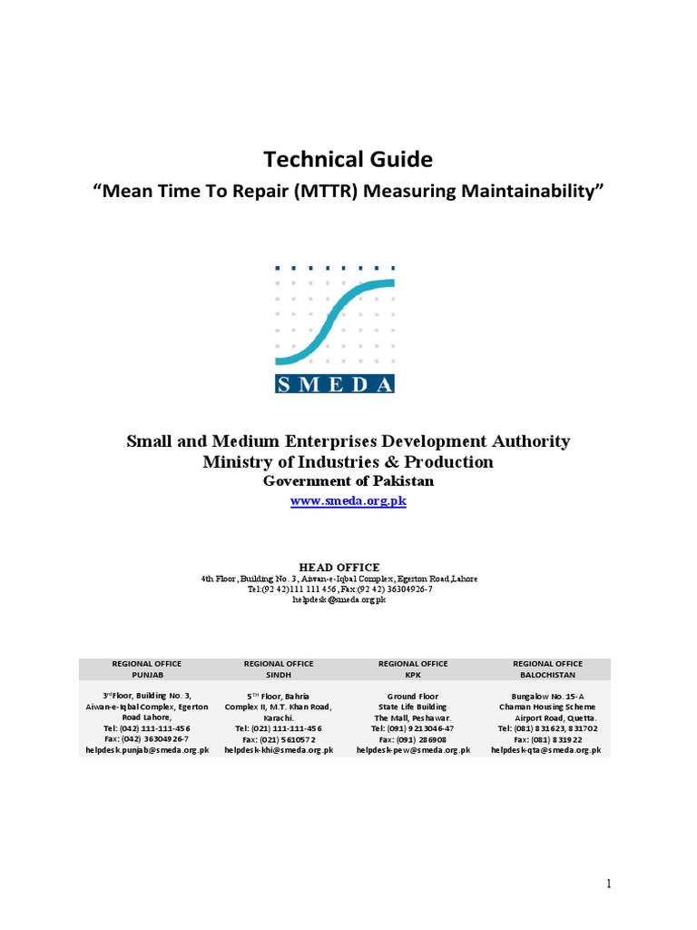 Technical Guide On Mean Time To Repair MTTR Measuring Maintainability PDF