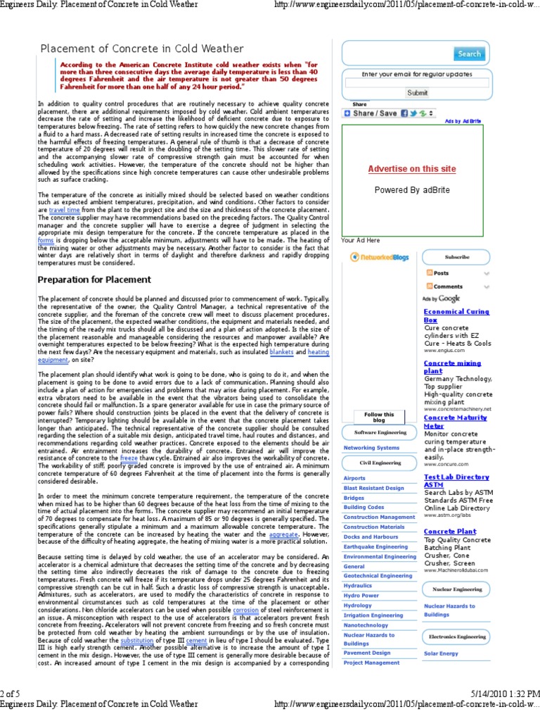 Cold Weather Concreting | PDF | Concrete | Temperature