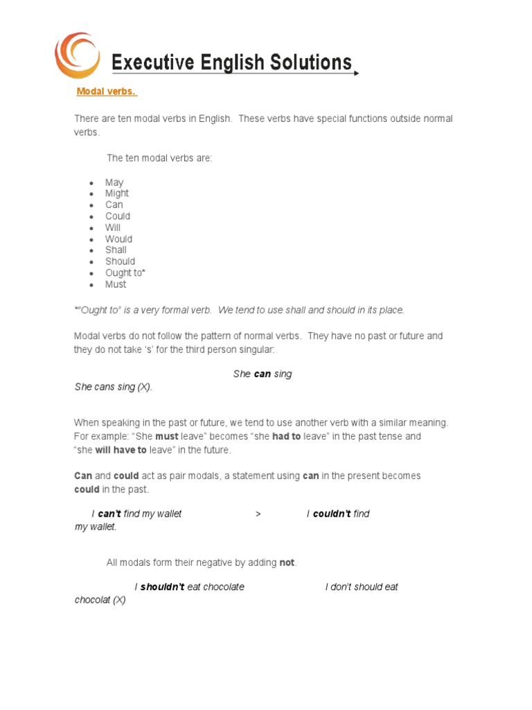 Modal Verbs Pdf Linguistic Morphology Grammar