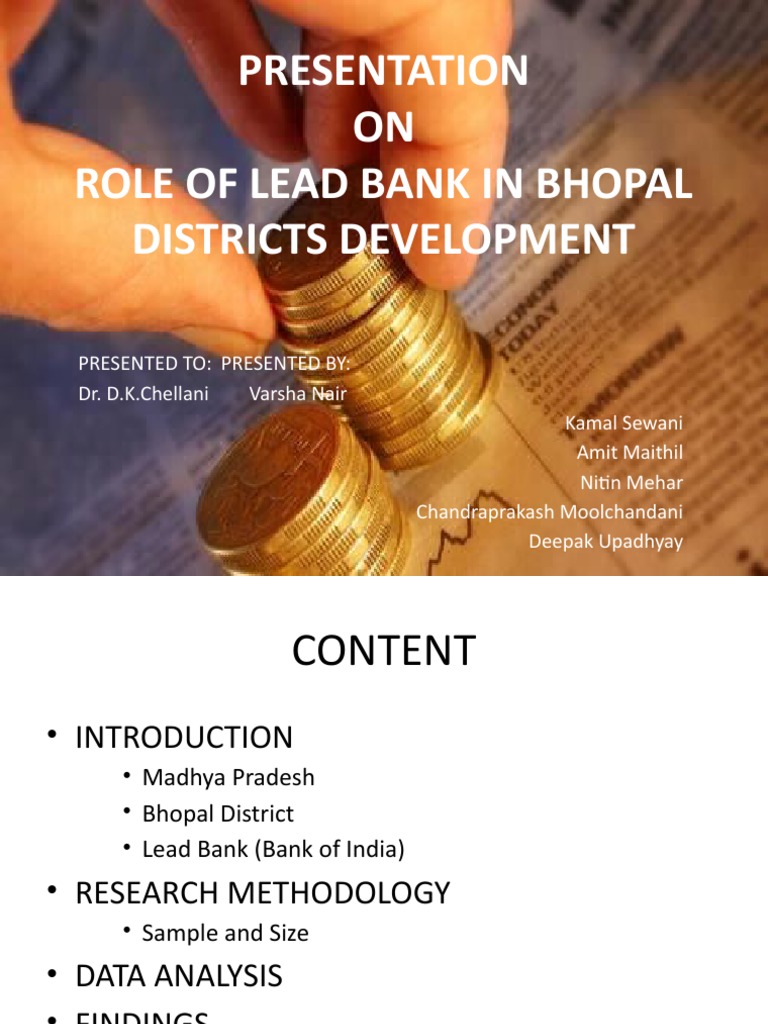 Presentation ON Role of Lead Bank in Bhopal Districts Development PDF