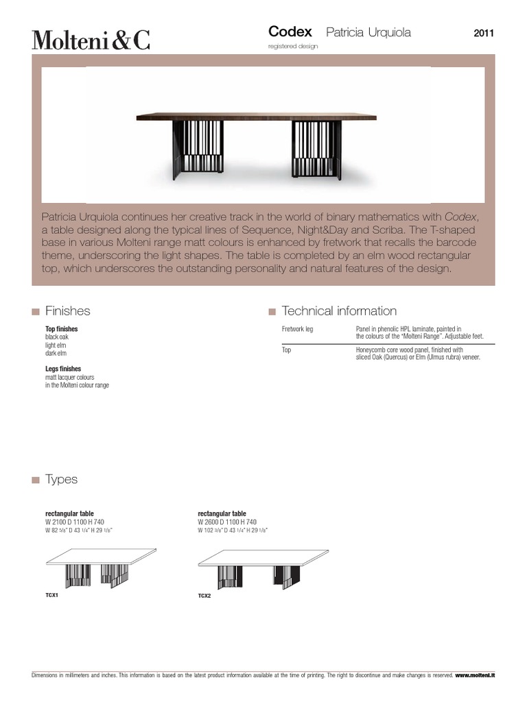 Codex Table by Patricia Urquiola | PDF