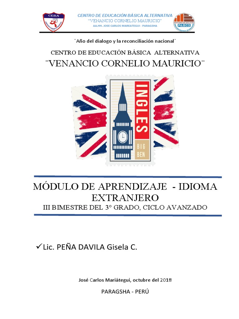 Módulo de Inglés para 4to Grado | PDF | Idioma en Inglés | Ciencia ...
