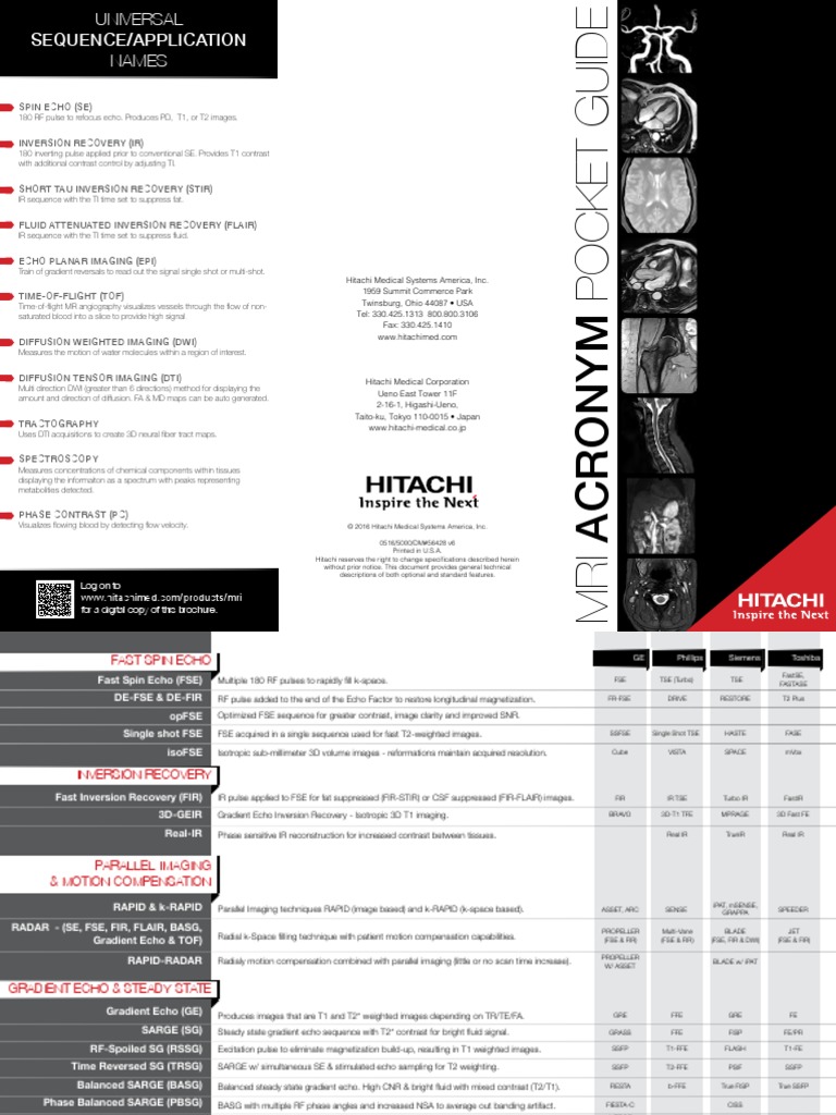 MRI Acronym Pocket Guide PDF Resonance Imaging Medical Tests