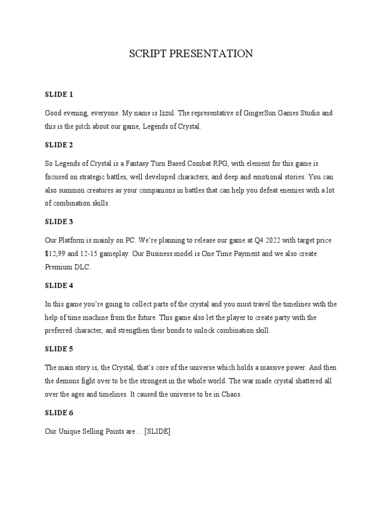 SCRIPT - PRESENTATION Edited | PDF | Sports & Recreation | Games ...