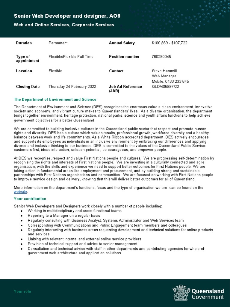 Senior Web Developer and Designer, AO6 | PDF | World Wide Web ...