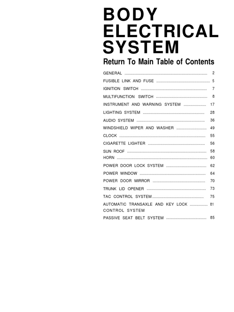 Hyundai Elantra 1.6L Body Electrical System1 | Download Free PDF | Fuse