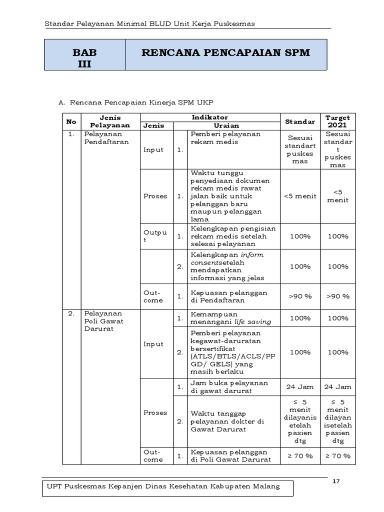 Rencana Pencapaian SPM Puskesmas 2024 | PDF