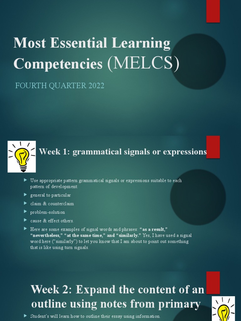 Most Essential Learning Competencies (MELCS) Sir Jose | PDF ...