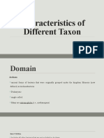 Characteristics of Different Taxon