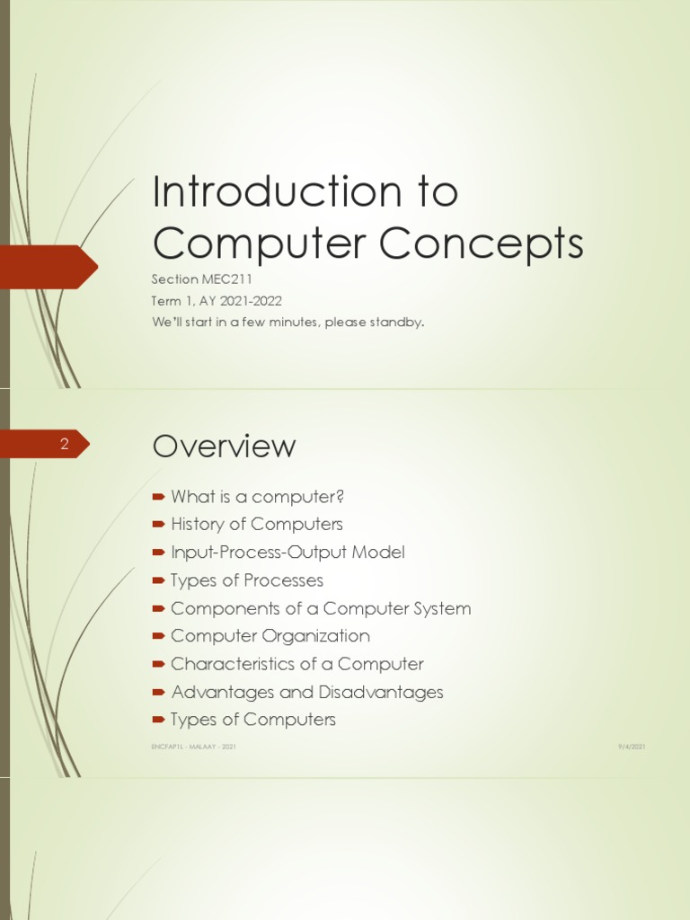 Introduction To Computer Concepts and Evolution or History | PDF ...