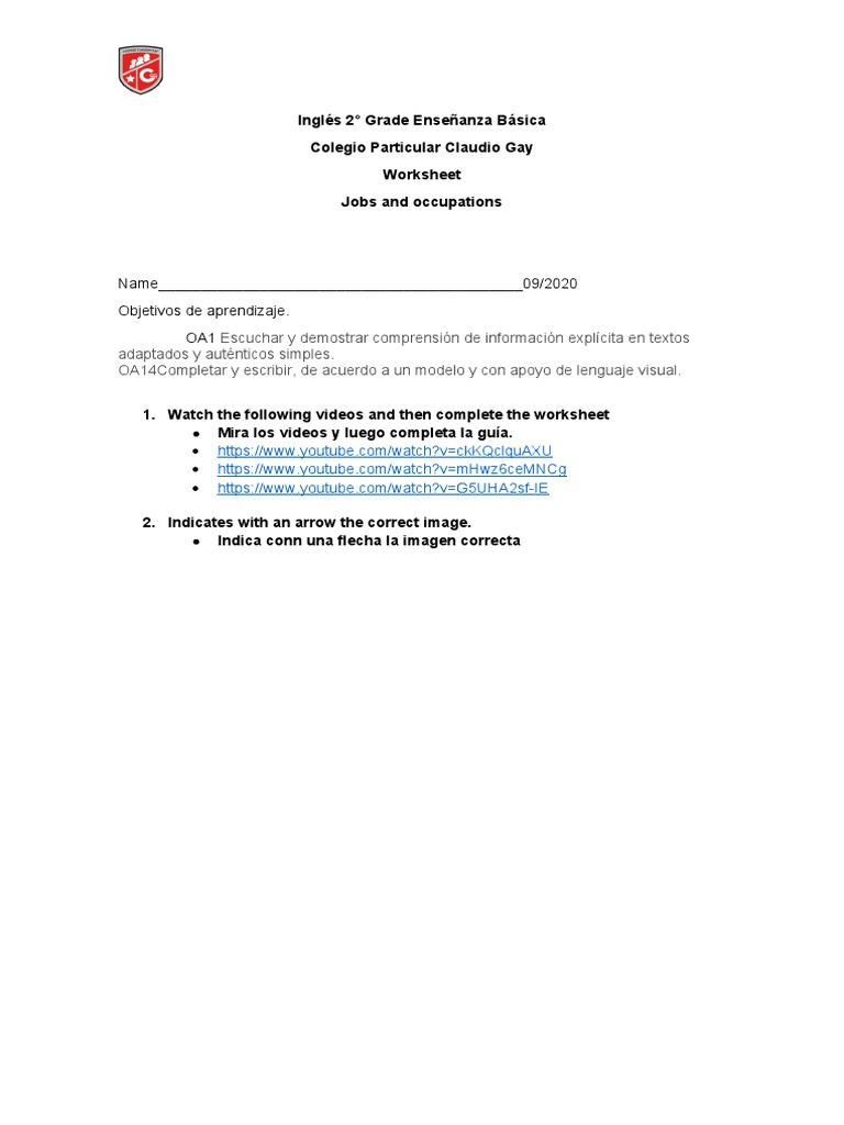 Actividades de Inglés: Trabajos y Ocupaciones | PDF
