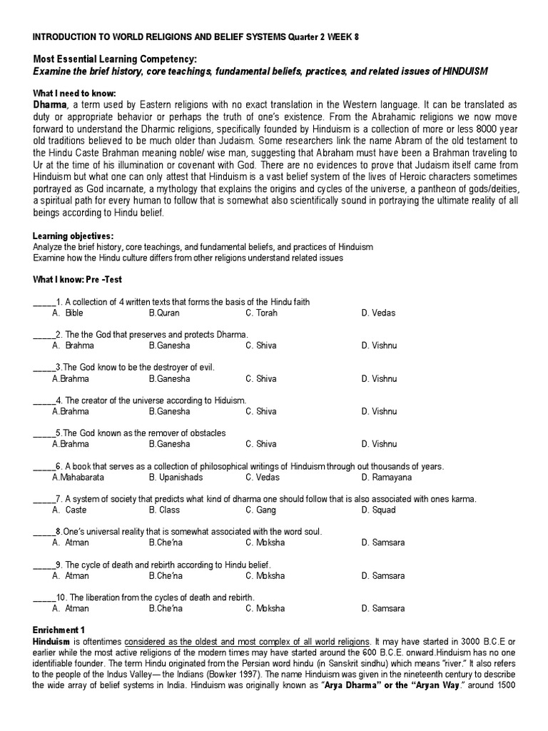 Core Beliefs and History of Hinduism | PDF | Vaishnavism | Brahman