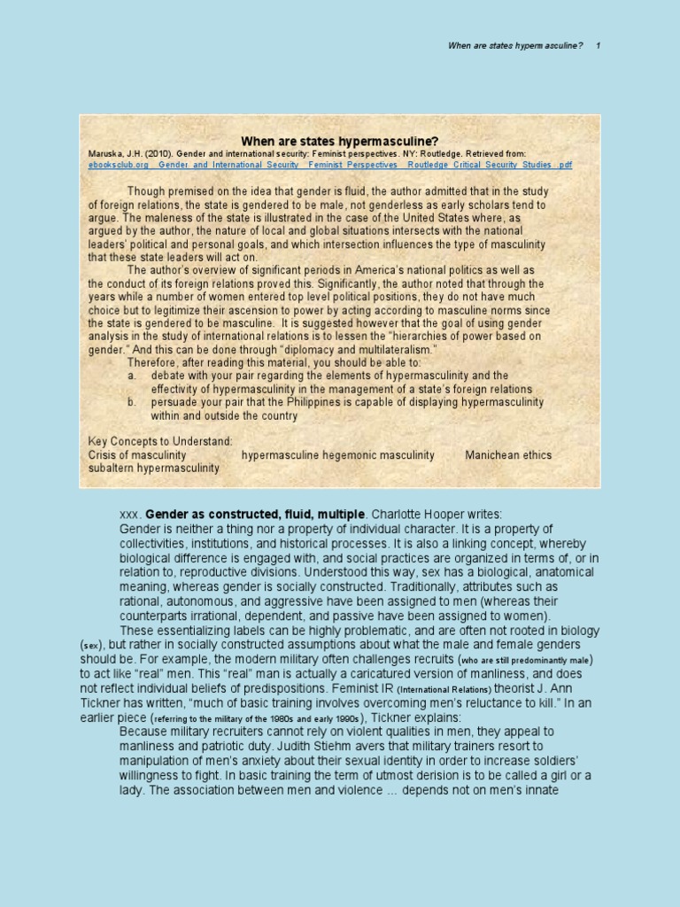 Hypermasculinity in State Politics | PDF | Masculinity | Gender