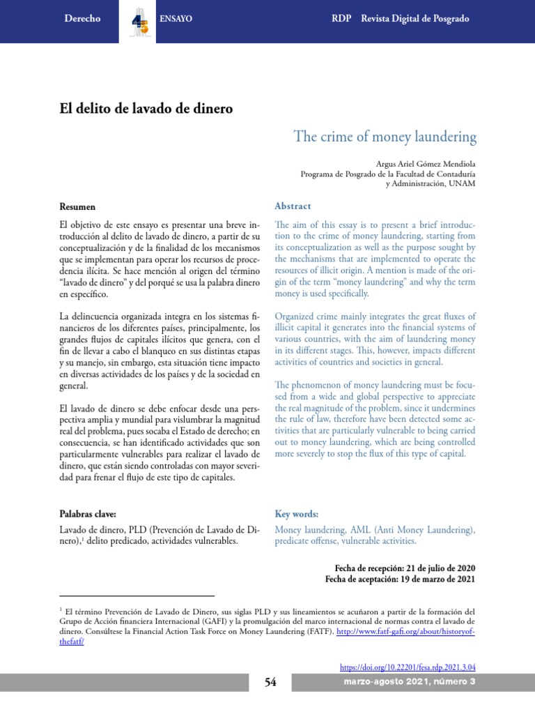 Etapas y efectos del lavado de activos | PDF | Lavado de dinero | México