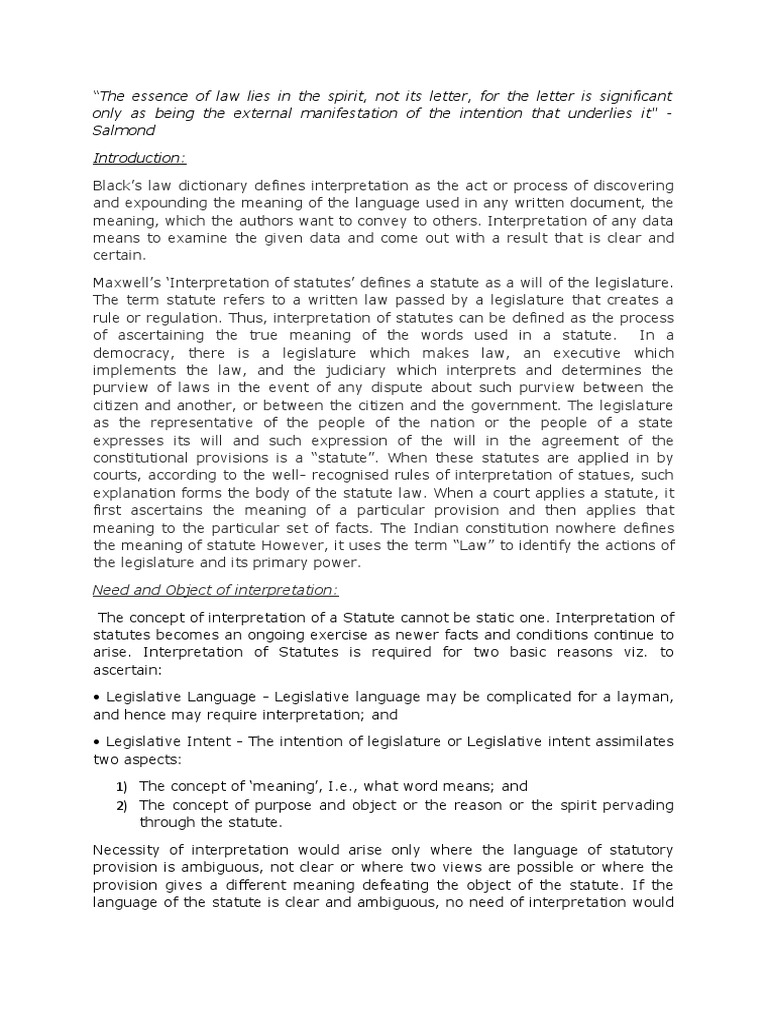 Principles of Statutory Interpretation | PDF