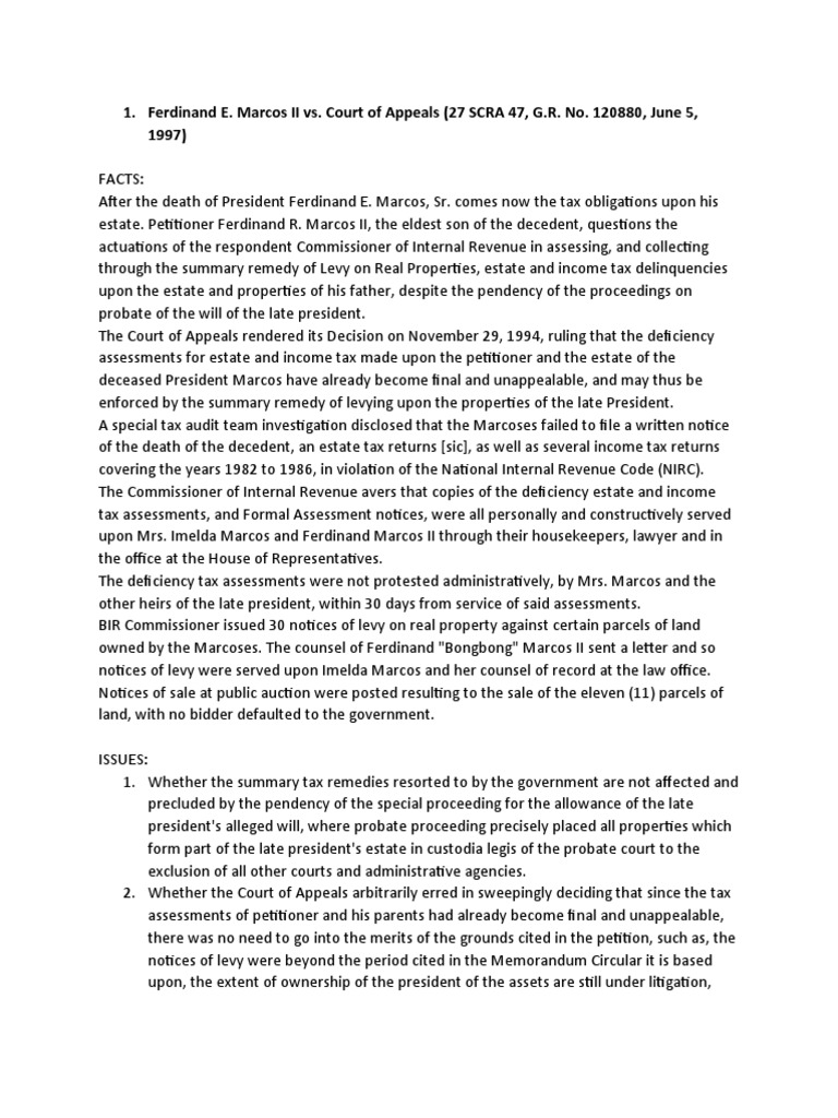 Ferdinand E. Marcos II vs. Court of Appeals (27 SCRA 47, G.R. No ...