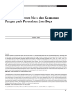 Sistem Manajemen Mutu Dan Keamanan Pangan Pada Perusahaan Jasa Boga