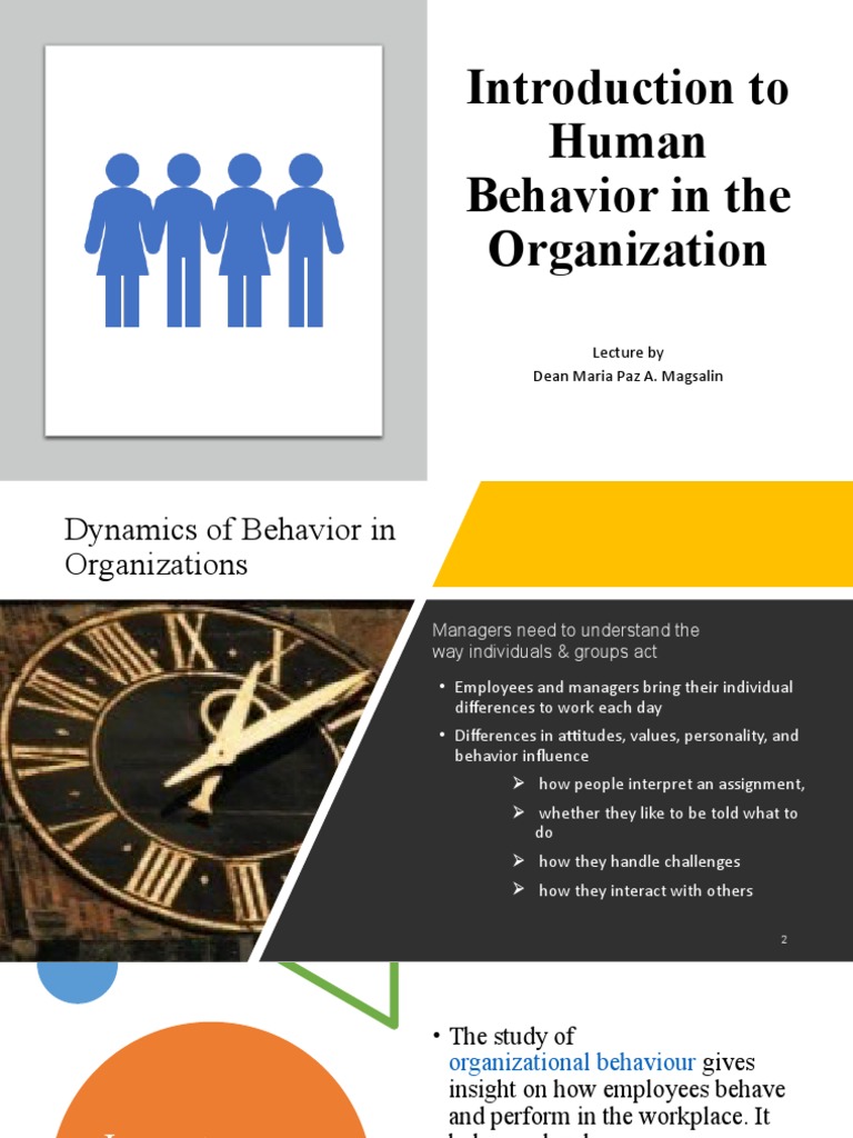 Understanding Human Behavior in Organizations | PDF | Organizational ...