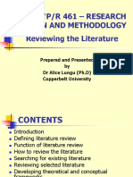 Esb/Q/P/R 461 - Research Design and Methodology Reviewing The Literature