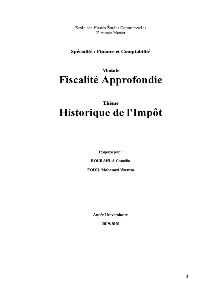 Histoire de l'Impôt et de la Fiscalité | PDF