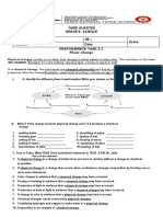 Third Quarter Grade 8 - Science Name: G8 - Score: Teacher: Date: Performance Task 3.1 Phase Change