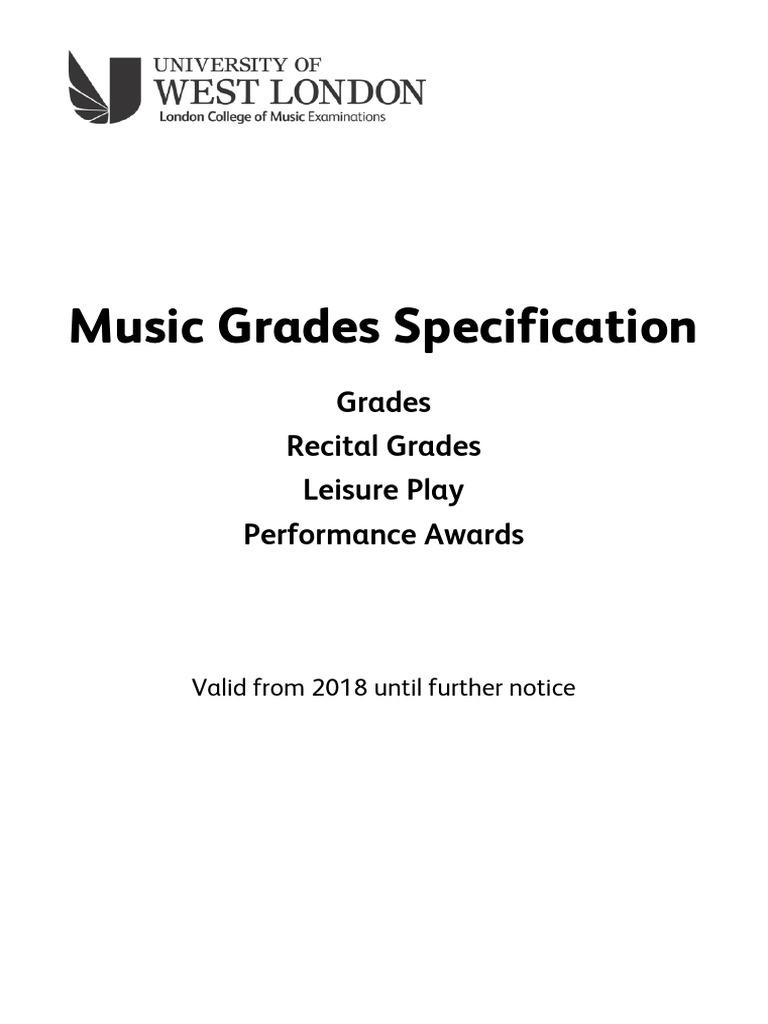 Music Grades Specification PDF Test (Assessment) Music Theory