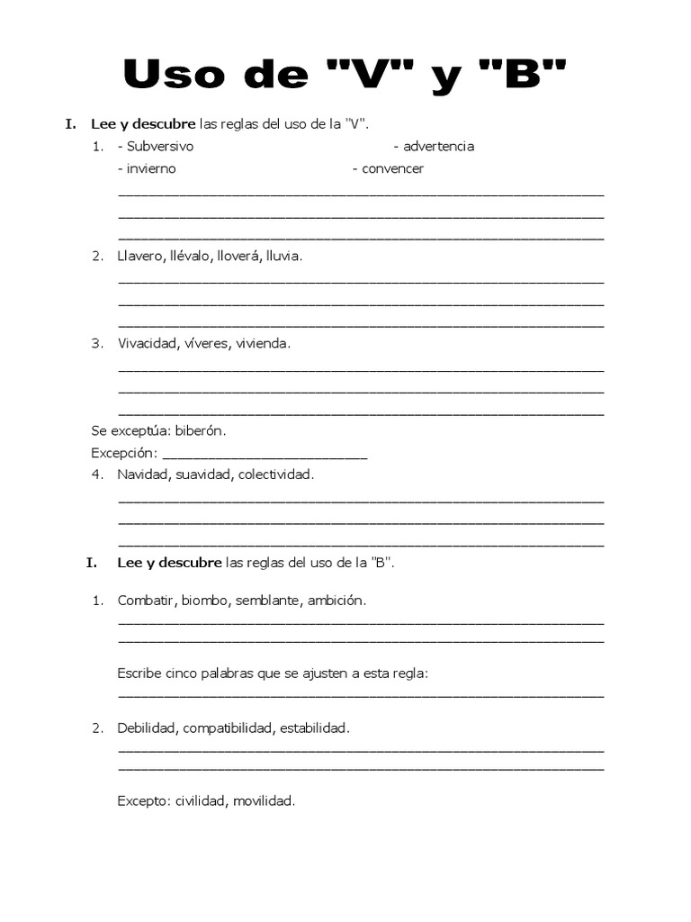 Reglas del uso de la B y V en lengua | PDF | Artes del Lenguaje y ...