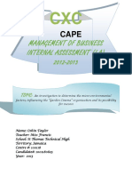 Management of Business Internal Assessment (I.A) 2012-2013: Topic