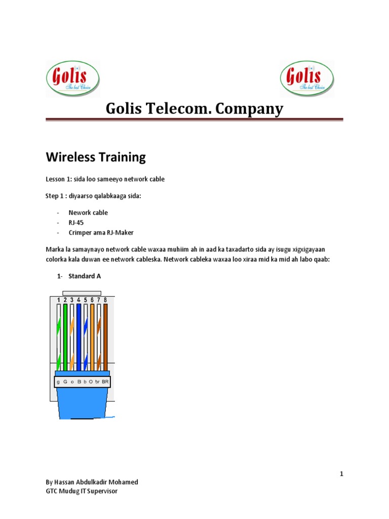 Golis Telecom Network Cable Training | PDF | Internet Protocols | Internet