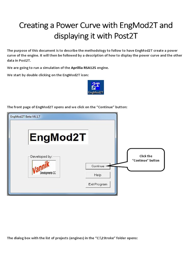 Creating A Power Curve With EngMod2T and Displaying It With Post2T 