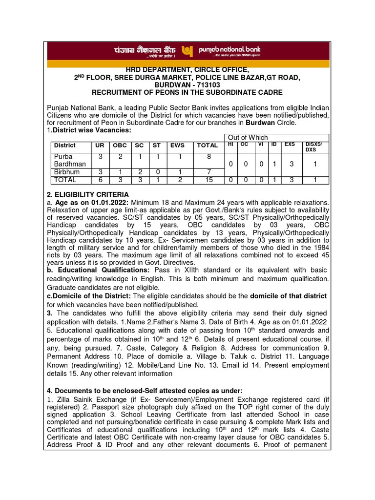 PEON Recruitment Notice | PDF | Magistrate | Government