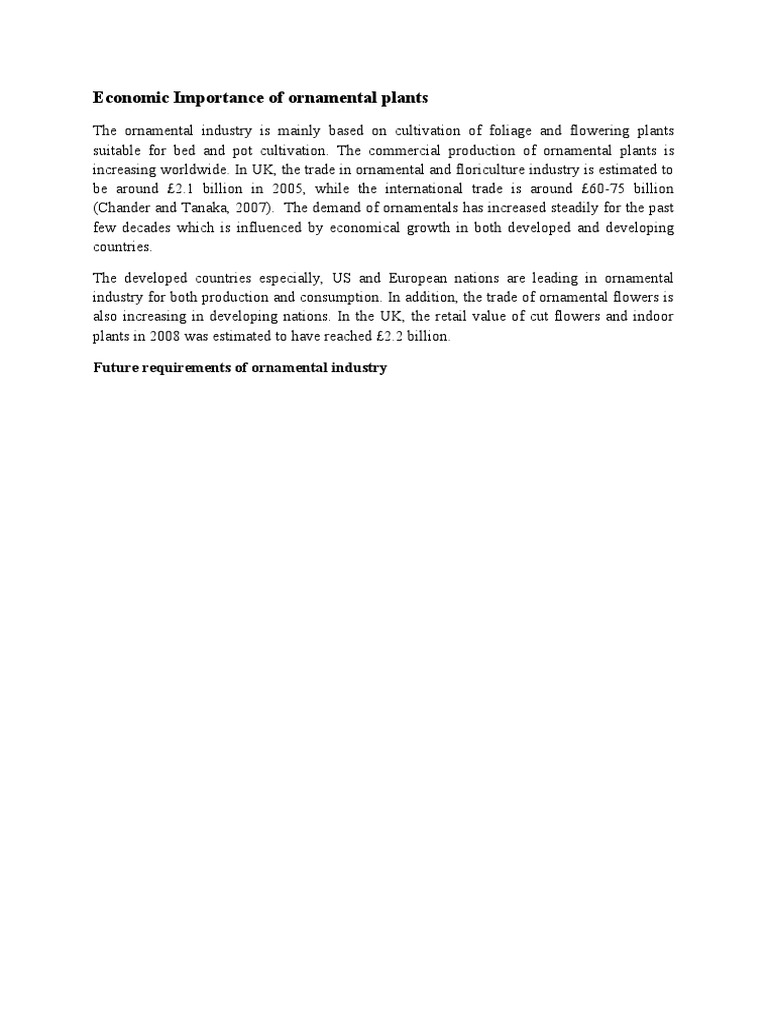 Economic Significance of Ornamental Plants | PDF | Travel