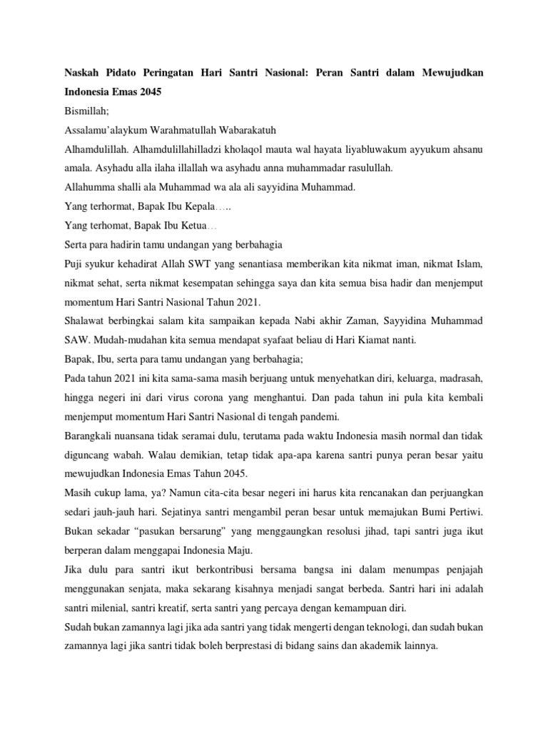 Naskah Pidato Peringatan Hari Santri Nasional 2 PDF