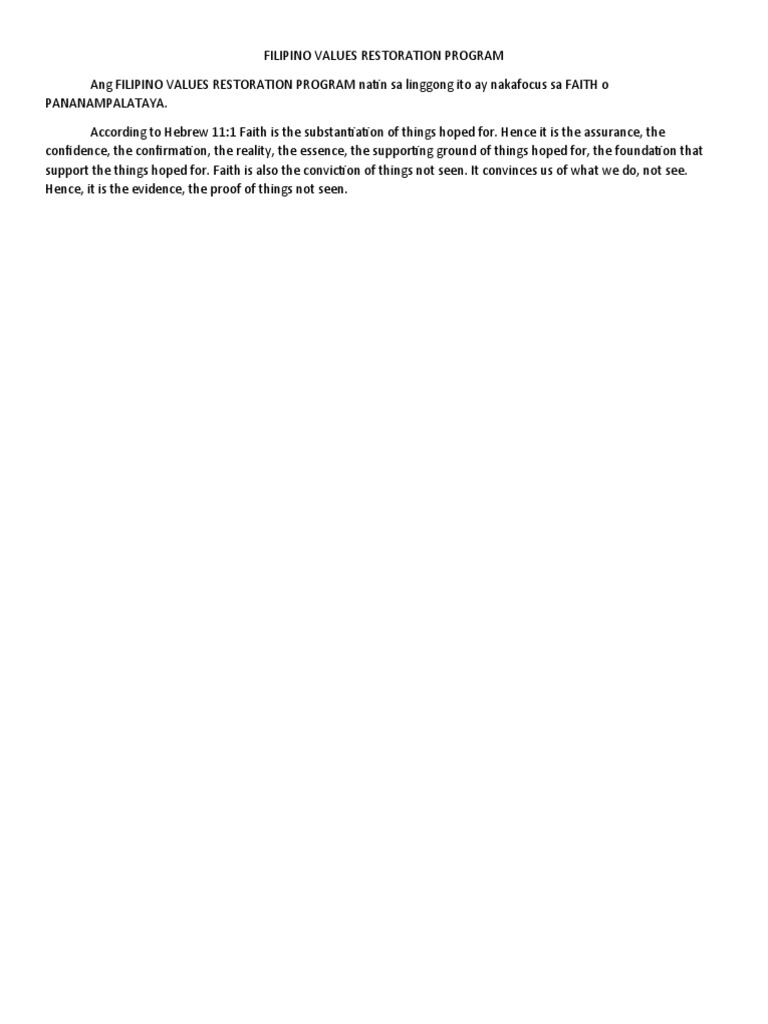 Filipino Values Restoration Program | PDF
