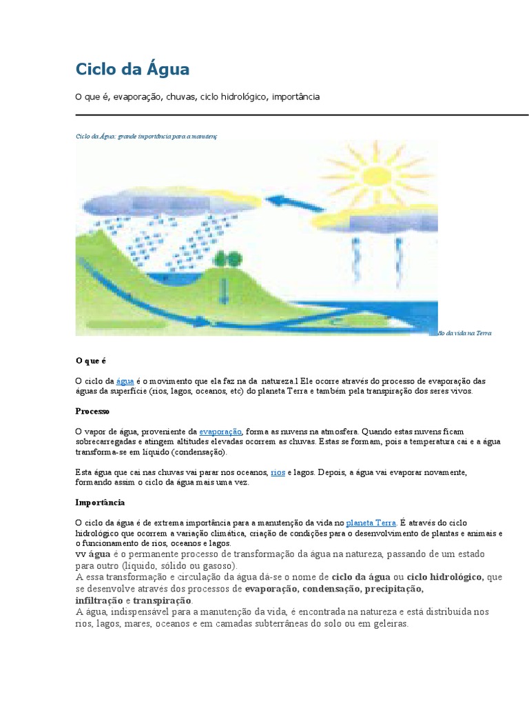 O Ciclo d'água, The water cycle, Portuguese