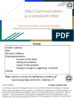 Short Written Communication - Writing A Complaint Letter