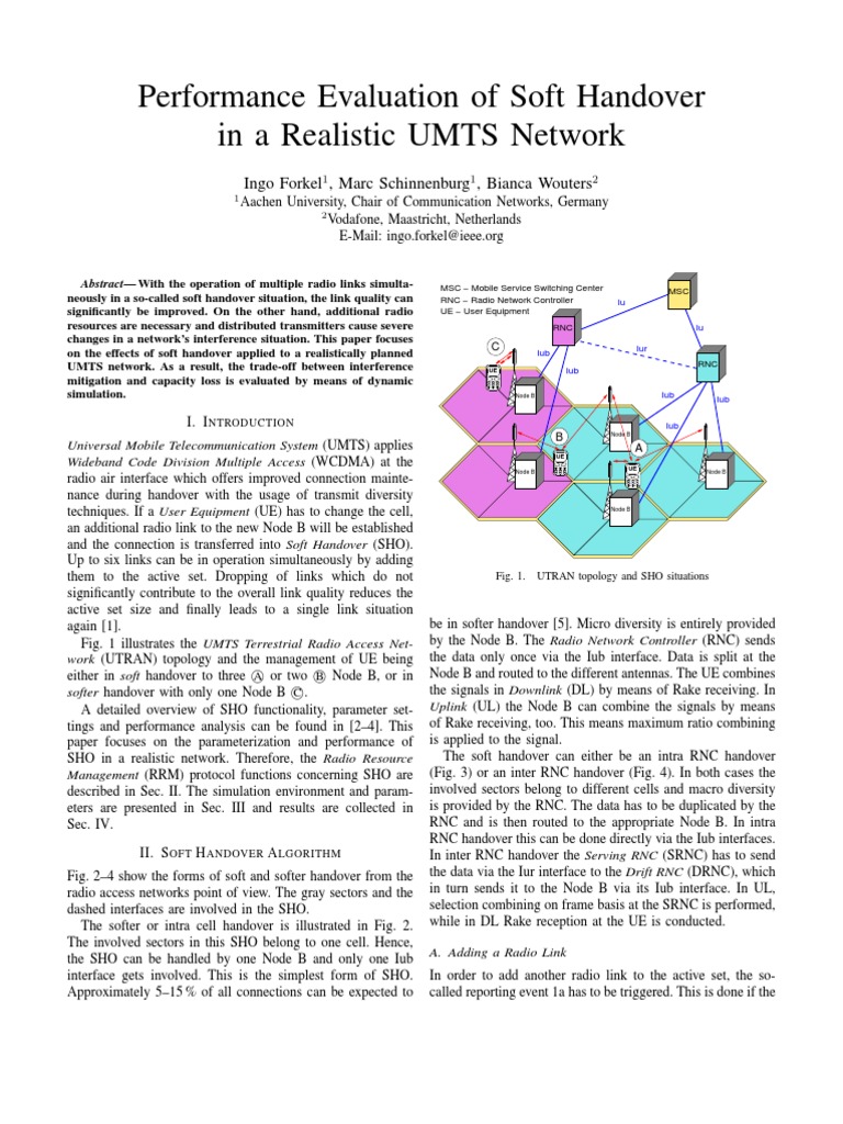 Performance Evaluation of Soft Handover in A Realistic UMTS Network ...