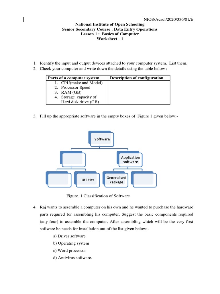 National Institute of Open Schooling Senior Secondary Course: Data ...