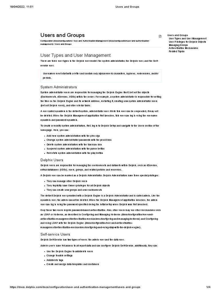 Users and Groups: User Types and User Management | PDF | System ...