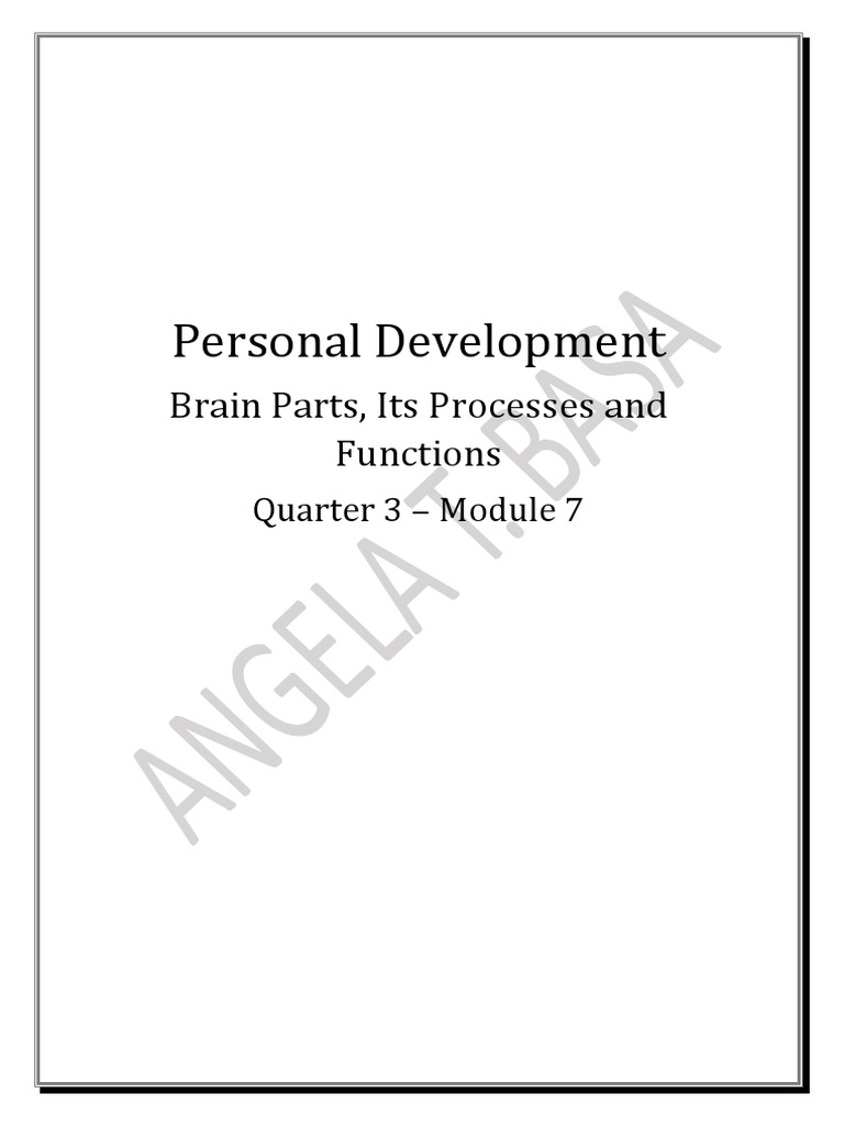 PERSONAL DEVELOPMENT Quarter 3 - Module 3 | PDF | Learning | Brain
