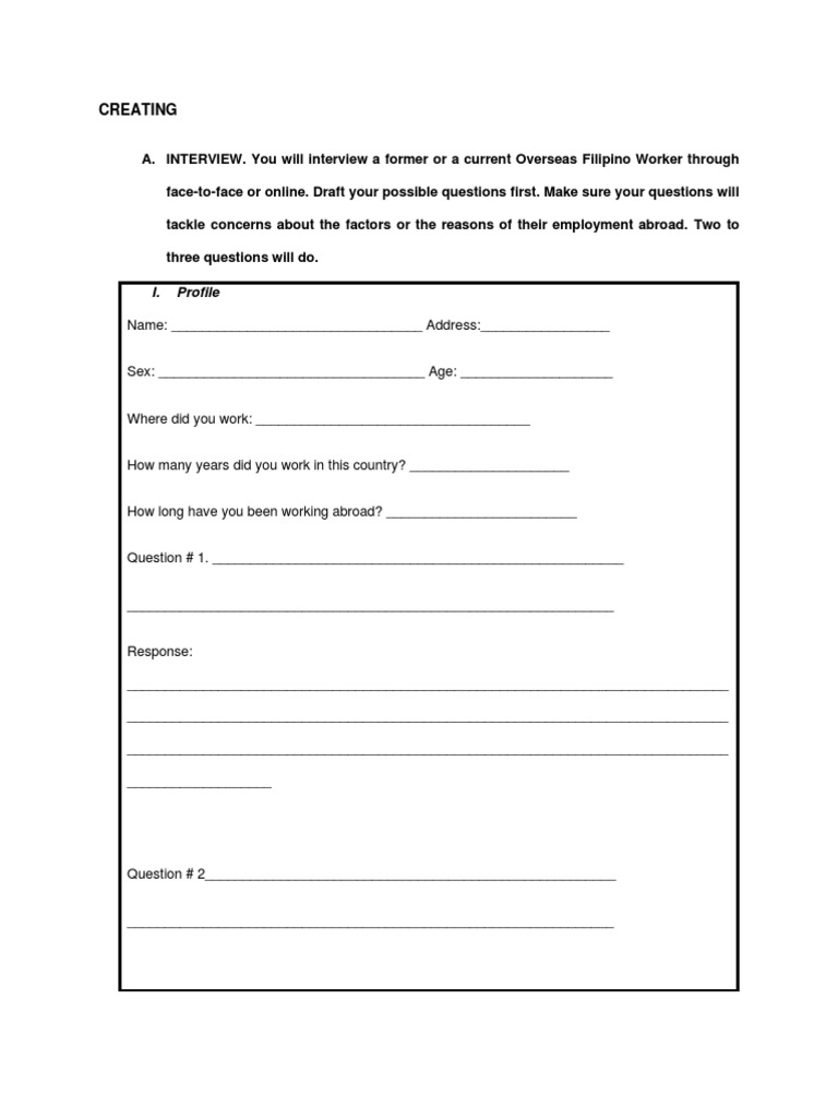 Interview Guide for Overseas Filipino Workers | PDF | Human Migration
