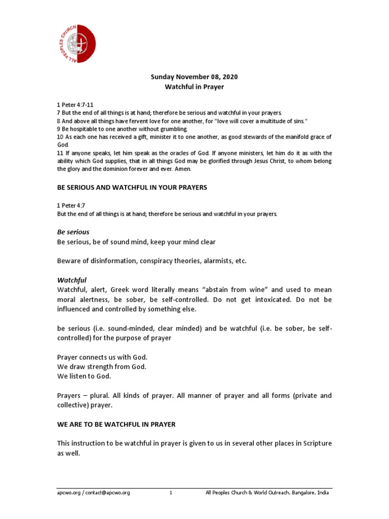 Watchful In Prayer Ps Ashish Raichur Download Free Pdf Prayer
