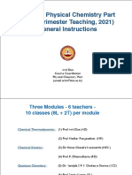 CY1001: Physical Chemistry Part ! (Third Trimester Teaching, 2021) ! General Instructions