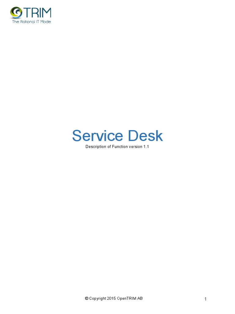 Function Service Desk Description 1.1 PDF It Service Management