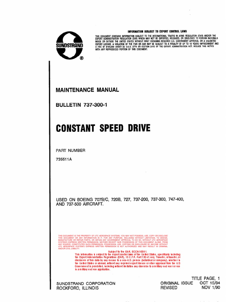 Constant Speed Drive Bulletin737 300 1 PDF Transmission