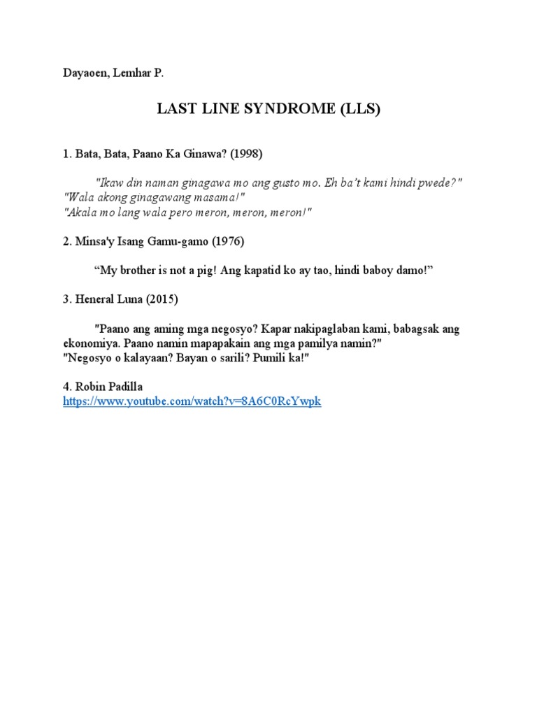 Last Line Syndrome (LLS) | PDF