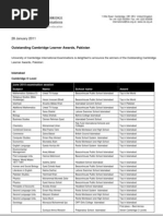 Outstanding Cambridge Learner Awards in Pakistan 2011